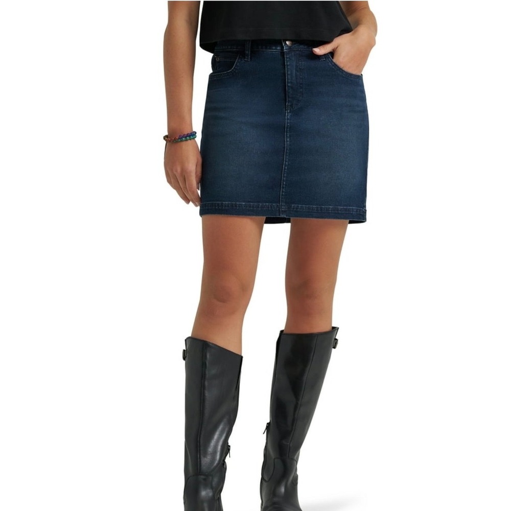 Lee Womens Mid Rise Skort Dark Form Denim Mini Skirt Shorts Blue 18 112380808
